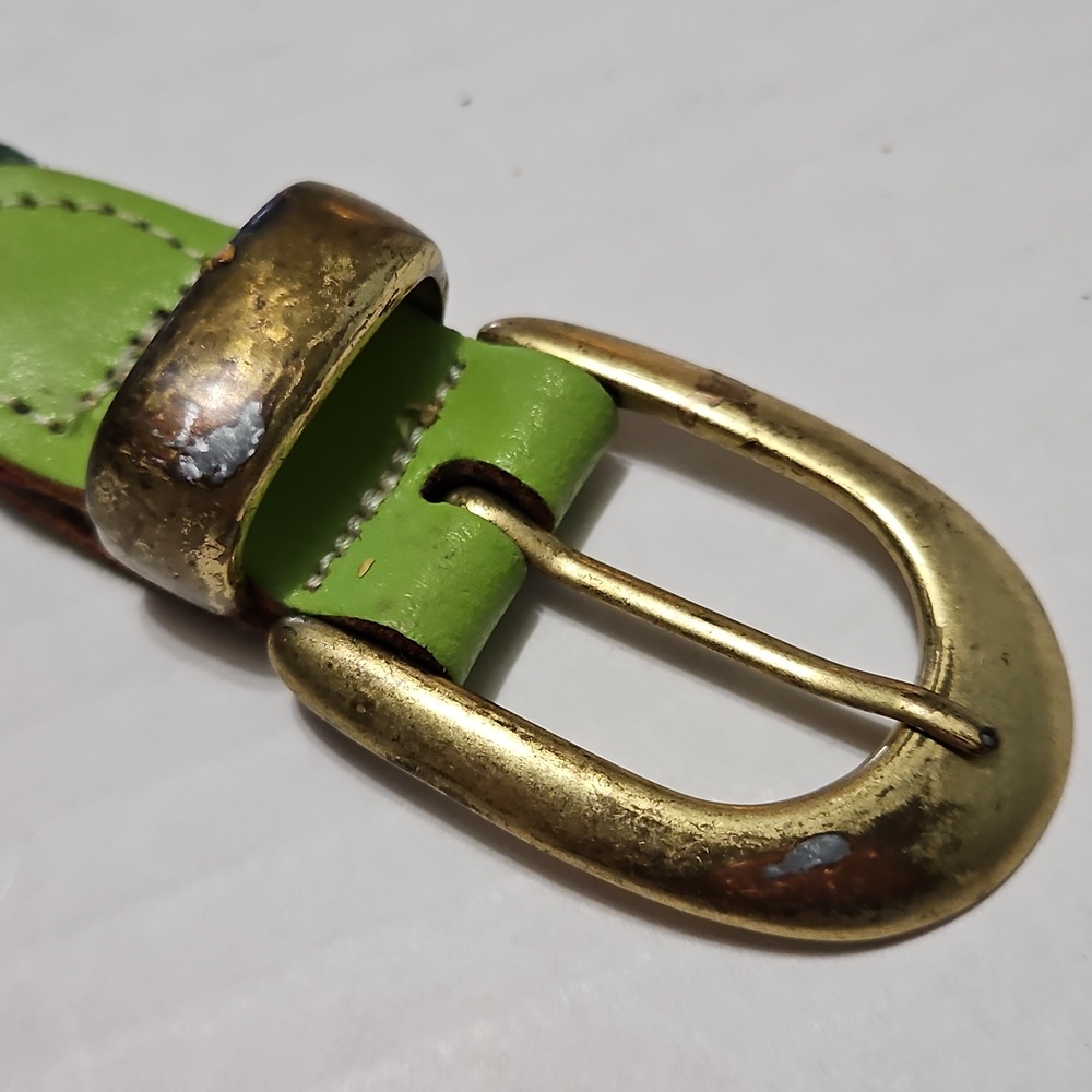 Argentina Amiee Lynn Multicolor Braided Leather Belt with Green Accents Size M/L - Picture 5 of 10